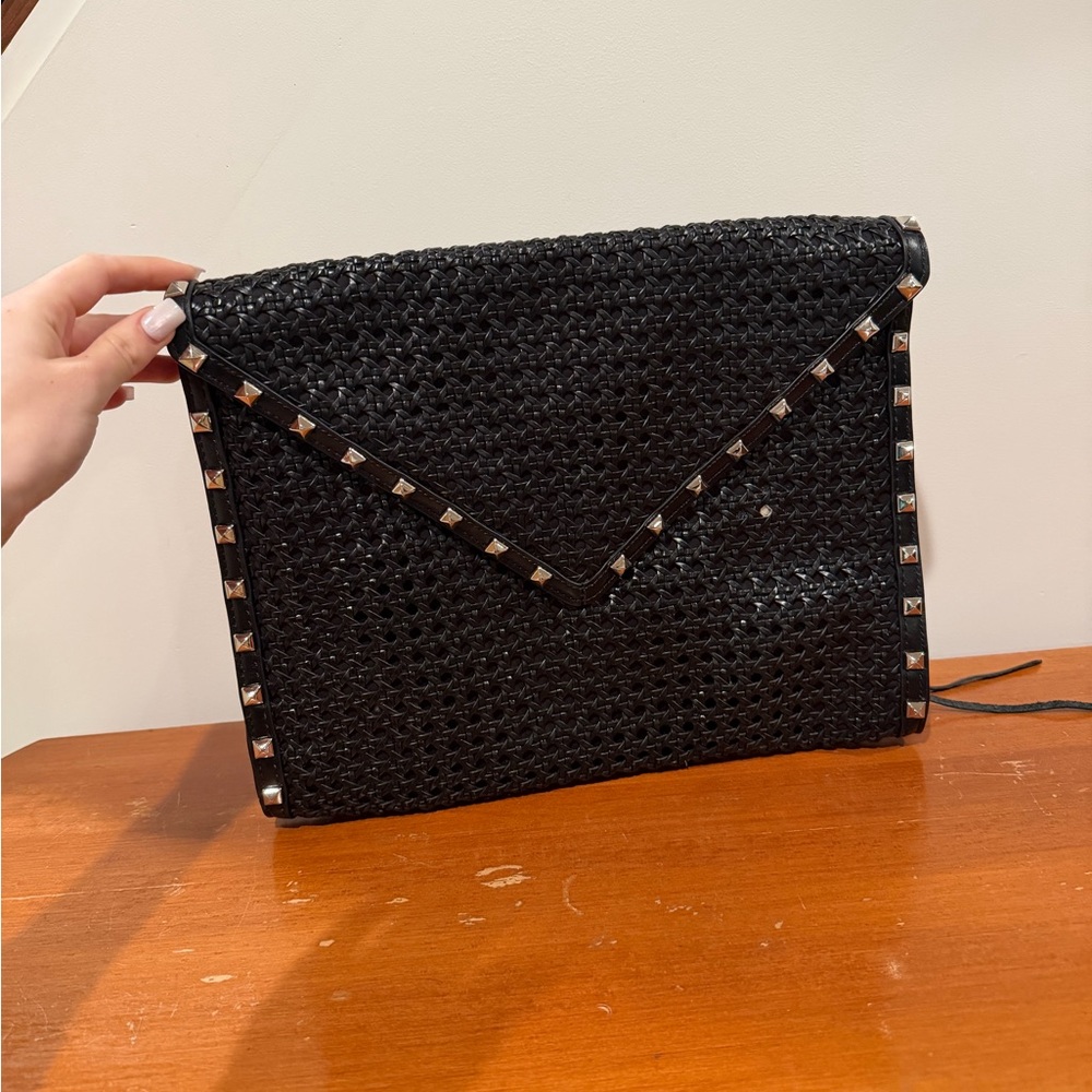 Rebecca Minkoff Black Studded Woven Clutch